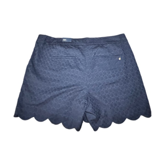Crown & Ivy Shelby High Waist Blue Scalloped Shorts - Picture 2 of 3